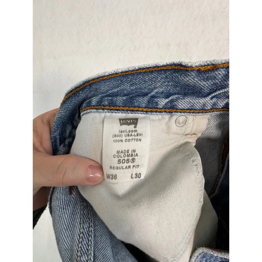 Levis 505 Reg Fit Jeans‎ Mens 36x30 Blue Medium Wash Straight Leg Denim 505-0216